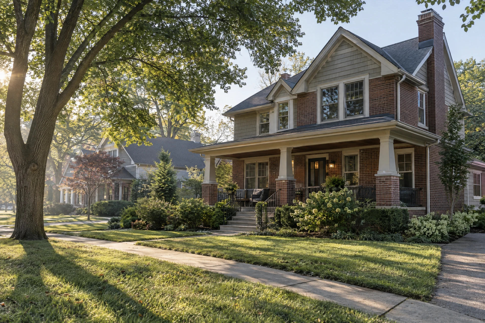 Illustrative two-story Midwestern residence, not an identified Joliet property