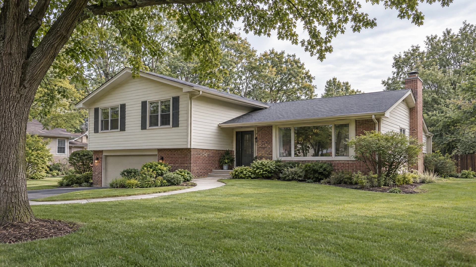 Illustrative cream-sided suburban home in DuPage County